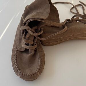 Brown Suede Moccasin Boots